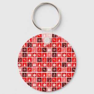 Chaveiro Padrão de Grade de Natal Vermelho Minimalista Mode
