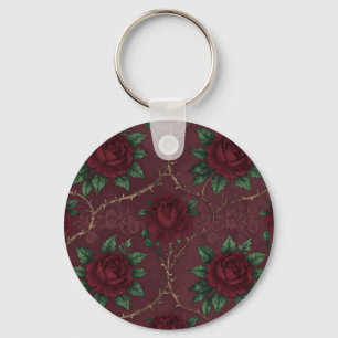 Chaveiro Padrão de Grinalda de Espinhos de Rosa Vermelha