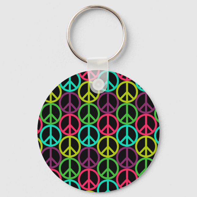 Chaveiro Padrão de Hippie Peace Sign (Frente)
