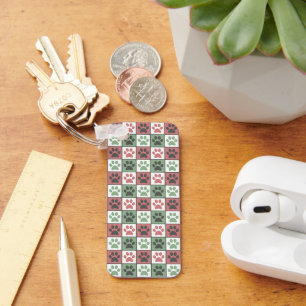 Chaveiro Padrão de impressão de pata de cão com verifica