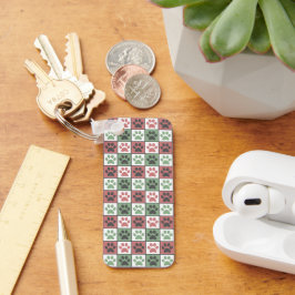 Chaveiro Padrão de impressão de pata de cão vermelho e verd