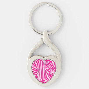 Chaveiro Padrão de Impressão de Zebra Rosa