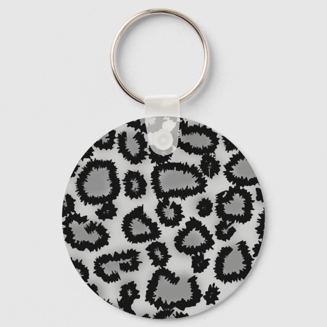 Chaveiro Padrão de impressão do leopardo, preto e Cinza. (Frente)