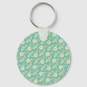 Chaveiro Padrão de Impressão Floral do Aqua Pastel Blue V