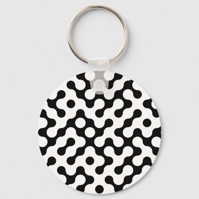 Chaveiro Padrão de labirinto preto e branco fofo (Frente)