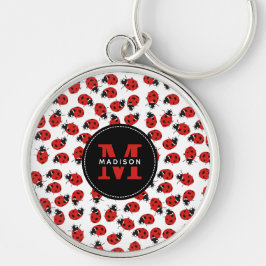 Chaveiro Padrão de Ladybug Vermelho Cute