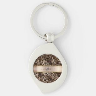 Chaveiro Padrão de Leopardo Bronze Preto Monograma