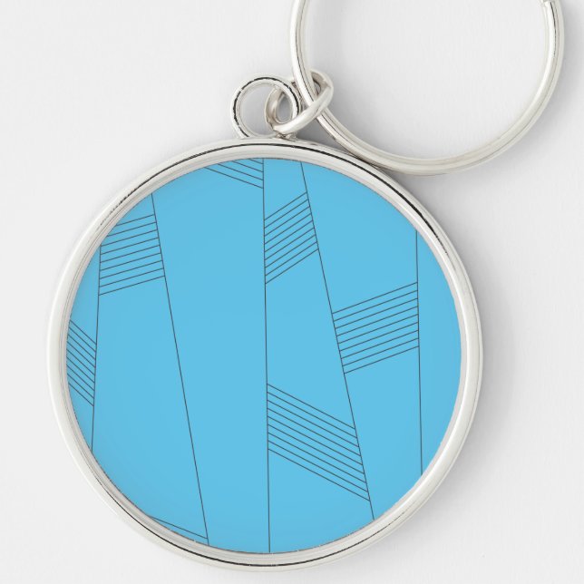 Chaveiro Padrão de linha abstrato azul, simples, elegante (Frente)