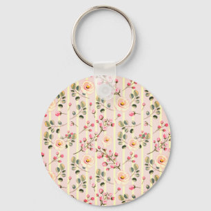 Chaveiro Padrão de Listras Florais Rosa Suave