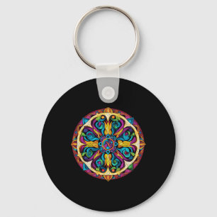 Chaveiro Padrão de Mandala de Geometria Sagrada