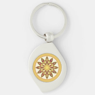 Chaveiro Padrão de mandala em tons de chocolate e ouro