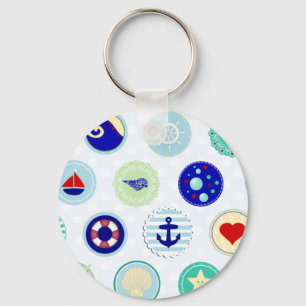 Chaveiro Padrão de marinheiro azul náutico