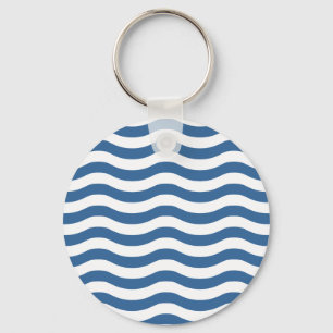 Chaveiro Padrão de Marinho de Onda Azul Branco Personaliza