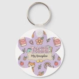 Chaveiro Padrão de Material Escolar do Professor Roxo 