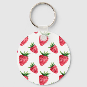 Chaveiro Padrão de Morangos Vermelhos