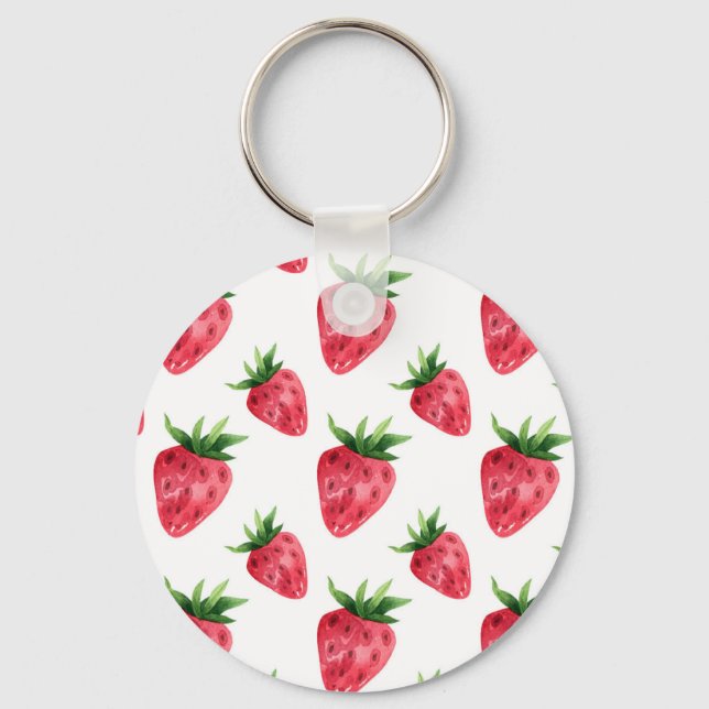 Chaveiro Padrão de Morangos Vermelhos (Frente)