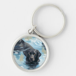 Chaveiro Padrão de Natação do Labrador Preto