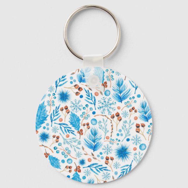 Chaveiro Padrão de Natal Azul (Frente)