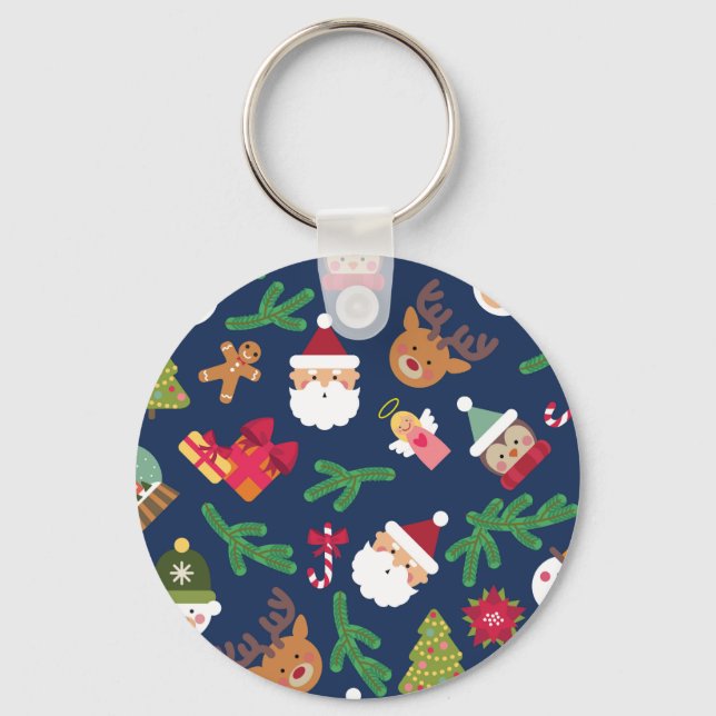 Chaveiro Padrão de Natal festivo, design de férias. (Frente)