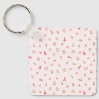Chaveiro Padrão de Natal Rosa Aconchegante