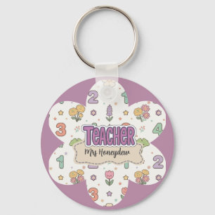 Chaveiro Padrão de Números da Escola do Professor Roxo