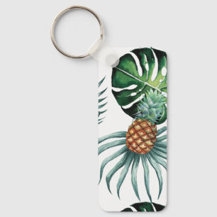 Chaveiro Padrão de Palmeira da Selva Tropical de Aquarela d