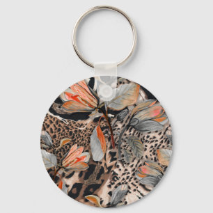 Chaveiro Padrão de Pele Animal Selvagem Africano