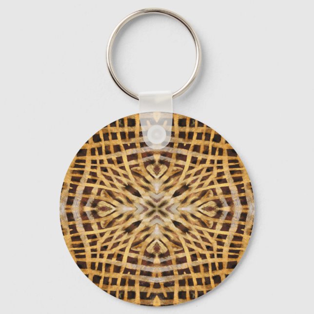 Chaveiro Padrão de pele do caleidoscópio preto e amarelo (Frente)
