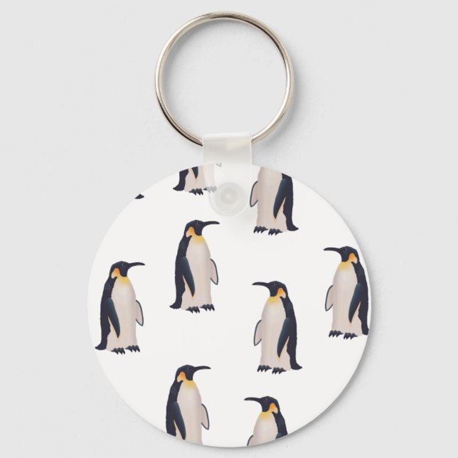 Chaveiro Padrão de Pinguins Fofos (Frente)