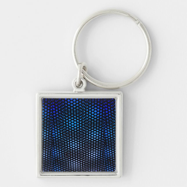 Chaveiro Padrão de Ponto Azul Geométrico Moderno  (Frente)