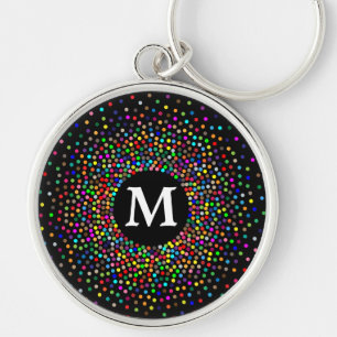 Chaveiro Padrão de ponto colorido moderno com MONOGRAM