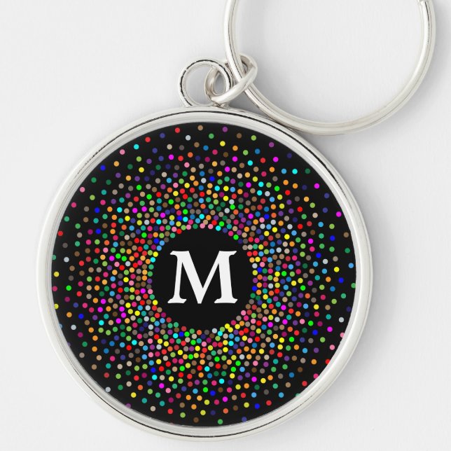 Chaveiro Padrão de Ponto Colorido Moderno com MONOGRAM (Frente)