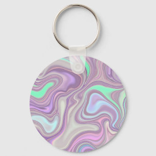 Chaveiro Padrão de Redemoinho de Mármore Roxo Pastel