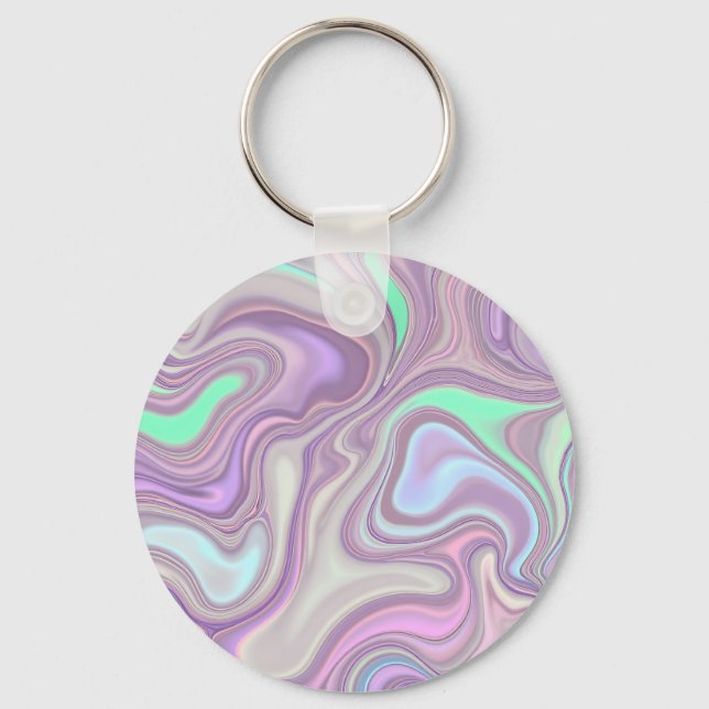 Chaveiro Padrão de Redemoinho de Mármore Roxo Pastel (Frente)