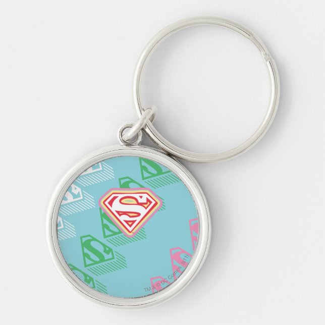 Chaveiro Padrão de repetição do Supergirl Pastel (Frente)