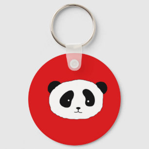 Chaveiro Padrão de rosto de Panda bonito vermelho
