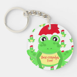 Chaveiro Padrão de Santa Hat do Sapo Branco de Natal