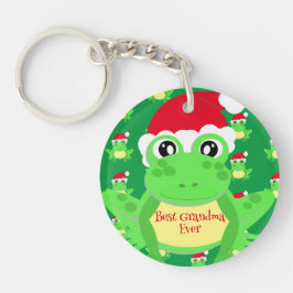 Chaveiro Padrão de Santa Hat do Sapo Verde de Natal