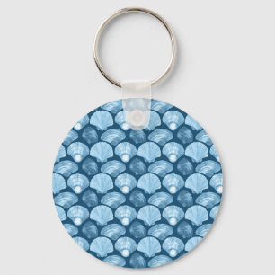 Chaveiro Padrão de Seashell de Praia Azul