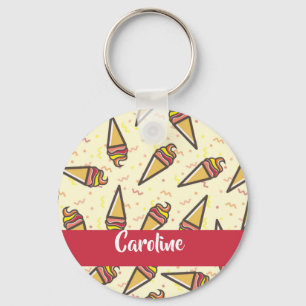 Chaveiro Padrão de sorvete de nome personalizado