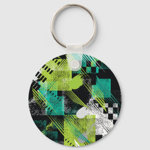 Chaveiro Padrão de stripes de pontos geométricos de abstrat