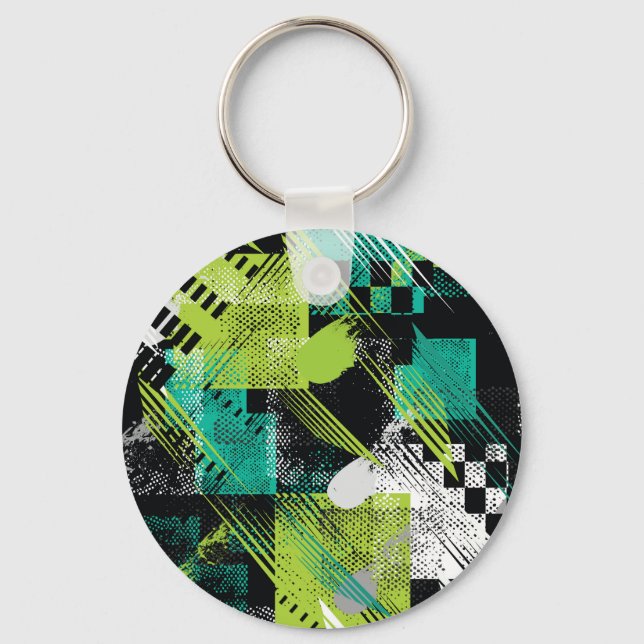 Chaveiro Padrão de stripes de pontos geométricos de abstrat (Frente)