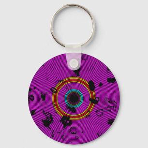 Chaveiro Padrão de textura do disco de vinilo multicoloraçã