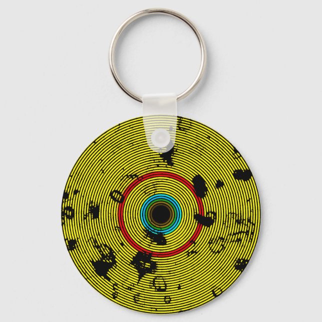 Chaveiro Padrão de textura do disco de vinilo multicoloraçã (Frente)