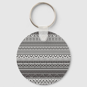 Chaveiro Padrão de textura em preto e branco