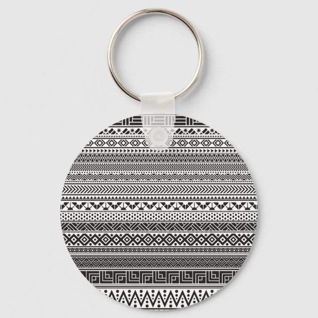 Chaveiro Padrão de textura em preto e branco (Frente)