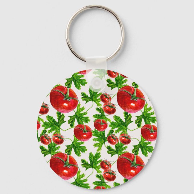 Chaveiro Padrão de Tomate com Folhas (Frente)