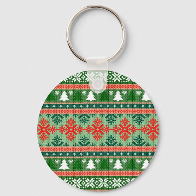 Chaveiro Padrão de tricô de Natal (Frente)