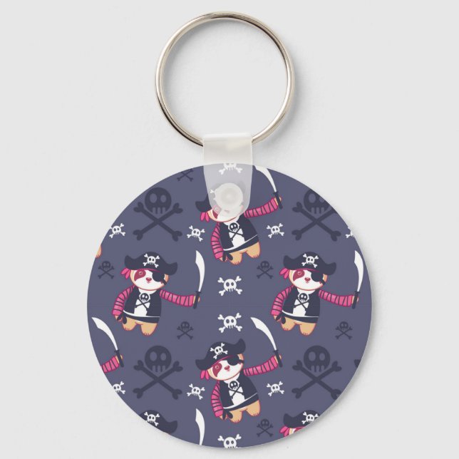 Chaveiro Padrão de Urso Panda Pirata Fofo (Frente)