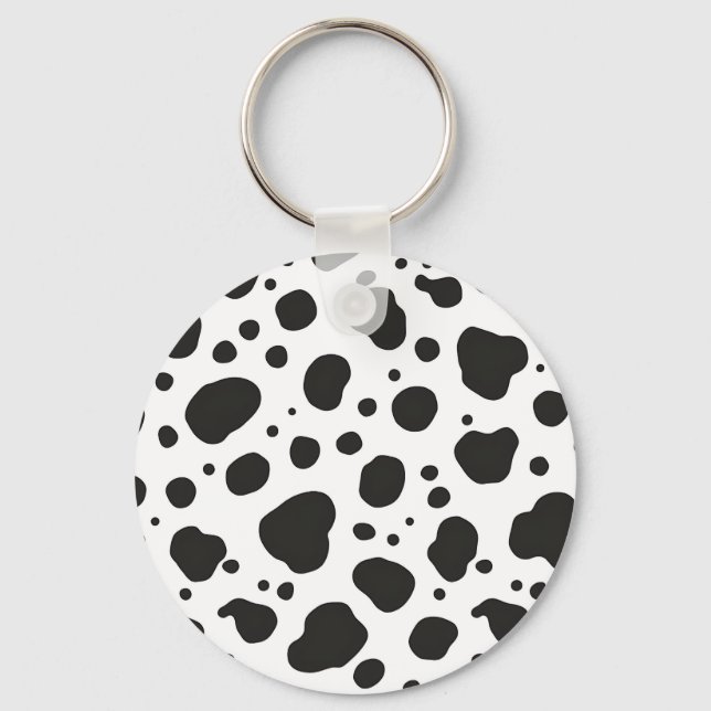 Chaveiro Padrão de Vaca Preto e Branco (Frente)